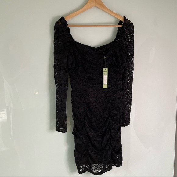 Sam Edelman Ruched Long Sleeve Lace Mini Dress - Picture 10 of 14